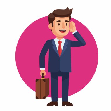 İş Adamı 'nın Kulaktan kulağa Centilmence Dinlenmesi Vektör ResmiName