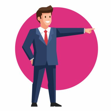 Güvenilir İşadamı İleri Vektör İllüstrasyonunu Gösteriyor