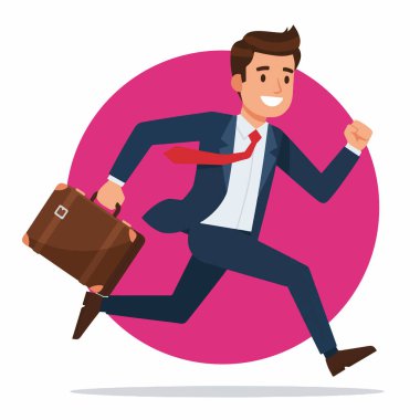 Evrak çantasıyla koşan İşadamının Vektör İllüstrasyonu