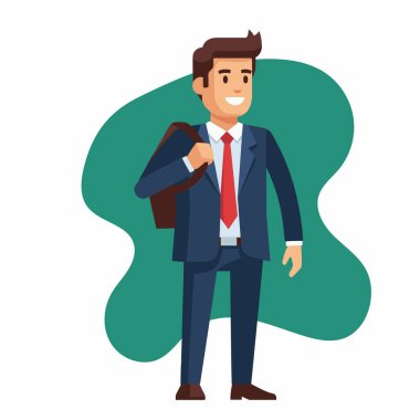 Omuz Çanta Vektörü İllüstrasyonlu Sıradan İşadamı