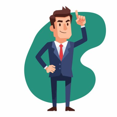 Fikir üreten İşadamı Parmak Vektörü İllüstrasyonu