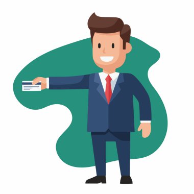 İş Adamı İş Kartı Veren Vektör İllüstrasyonu