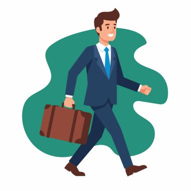 Güvenilir İşadamı Evrak Çantası Vektör Resimleriyle Yürüyor