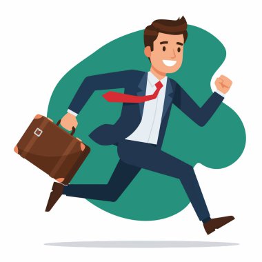 Evrak çantasıyla koşan İşadamının Vektör İllüstrasyonu