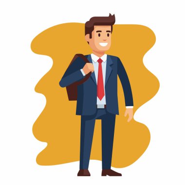 Omuz Çanta Vektörü İllüstrasyonlu Sıradan İşadamı