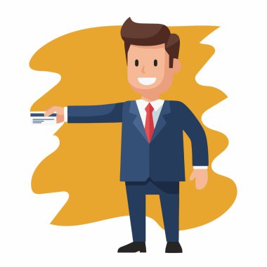 İş Adamı İş Kartı Veren Vektör İllüstrasyonu