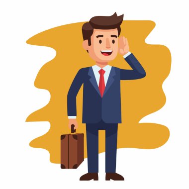 İş Adamı 'nın Kulaktan kulağa Centilmence Dinlenmesi Vektör ResmiName