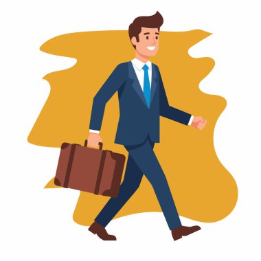 Güvenilir İşadamı Evrak Çantası Vektör Resimleriyle Yürüyor