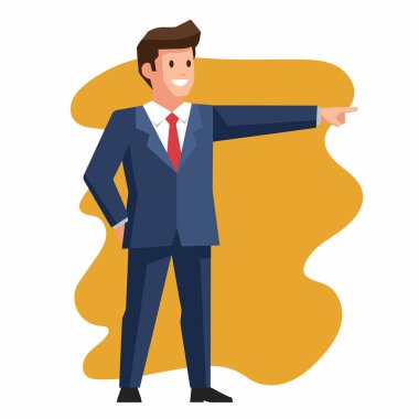 Güvenilir İşadamı İleri Vektör İllüstrasyonunu Gösteriyor