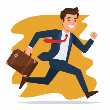 Evrak çantasıyla koşan İşadamının Vektör İllüstrasyonu