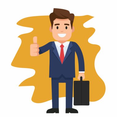 Başarılı İşadamı Vektör Resmini Başparmağıyla Veriyor