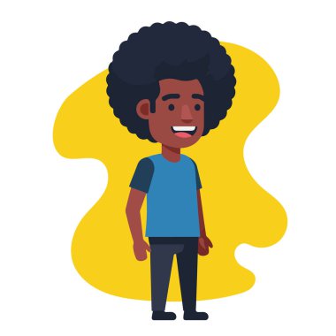 Sıradan Düz Vektör Giyen Mutlu Afro Gençler