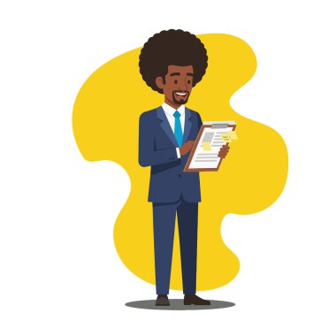 Listenin Kontrol Edilmesi: Pano ile Afro Erkek İş Adamı