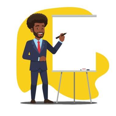 Sunan Fikirler: Beyaz Tahta 'da Afro Erkek İş Adamı