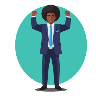 Muzaffer Afro Erkek İş Adamı Düz Vektör İllüstrasyonu