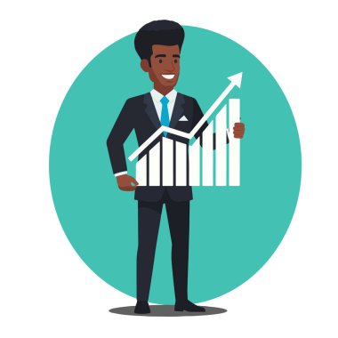Büyüme Çizelgesine sahip Afro Erkek İş Adamı