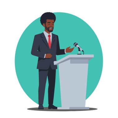 Halk Konuşması: Podyumda Afro Erkek İş Adamı