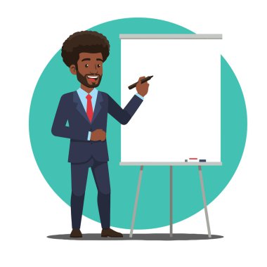 Sunan Fikirler: Beyaz Tahta 'da Afro Erkek İş Adamı