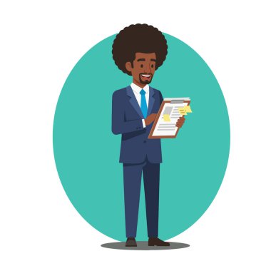 Listenin Kontrol Edilmesi: Pano ile Afro Erkek İş Adamı