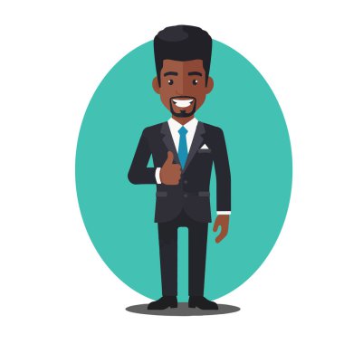 Başparmaklar Başarı İçin: Afro Erkek İş Adamı