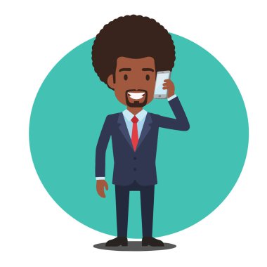 Akıllı Telefonlu Afro Erkek İş Adamı