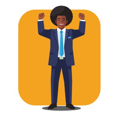 Muzaffer Afro Erkek İş Adamı Düz Vektör İllüstrasyonu