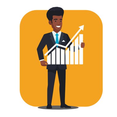 Büyüme Çizelgesine sahip Afro Erkek İş Adamı