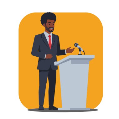 Halk Konuşması: Podyumda Afro Erkek İş Adamı