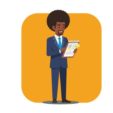 Listenin Kontrol Edilmesi: Pano ile Afro Erkek İş Adamı