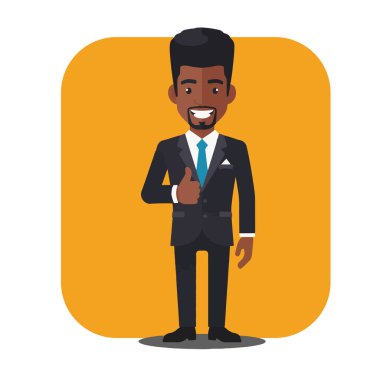 Başparmaklar Başarı İçin: Afro Erkek İş Adamı