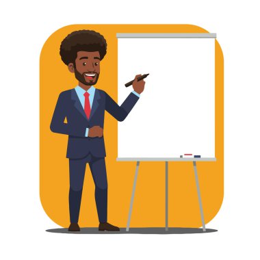 Sunan Fikirler: Beyaz Tahta 'da Afro Erkek İş Adamı