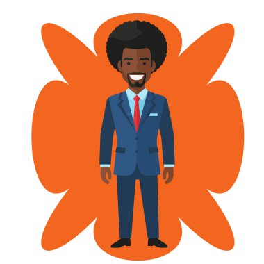 Güvenilir Afro Erkek İş Adamı Düz Vektör İllüstrasyonu