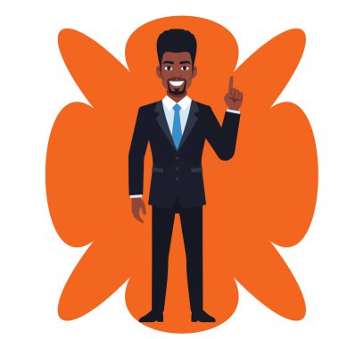 Fikir Düz Vektör İllüstrasyonlu Afro Erkek İş Adamı