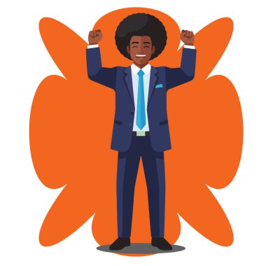 Muzaffer Afro Erkek İş Adamı Düz Vektör İllüstrasyonu