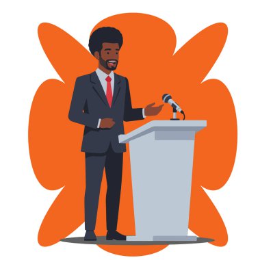 Halk Konuşması: Podyumda Afro Erkek İş Adamı