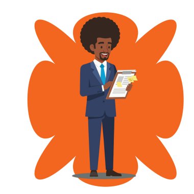 Listenin Kontrol Edilmesi: Pano ile Afro Erkek İş Adamı