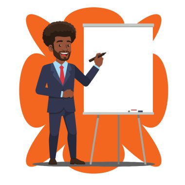 Sunan Fikirler: Beyaz Tahta 'da Afro Erkek İş Adamı