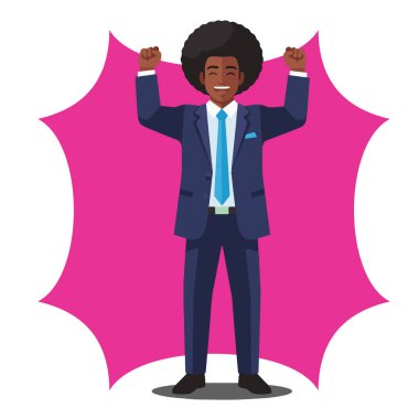 Muzaffer Afro Erkek İş Adamı Düz Vektör İllüstrasyonu