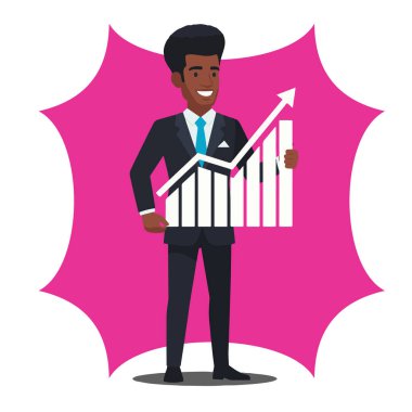 Büyüme Çizelgesine sahip Afro Erkek İş Adamı