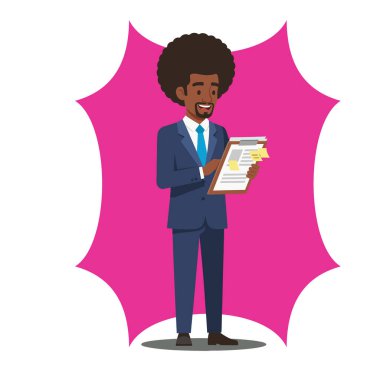 Listenin Kontrol Edilmesi: Pano ile Afro Erkek İş Adamı