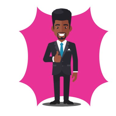 Başparmaklar Başarı İçin: Afro Erkek İş Adamı