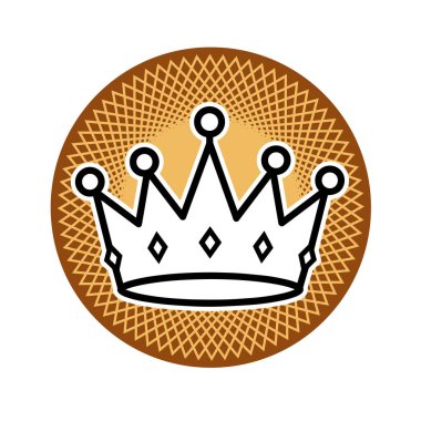 Tek renkli Royal Crown Düz Vektör Simgesi. Siyah ve Beyaz Kral Crown Illustration. Minimalist Taç Sembol Vektör Tasarımı.