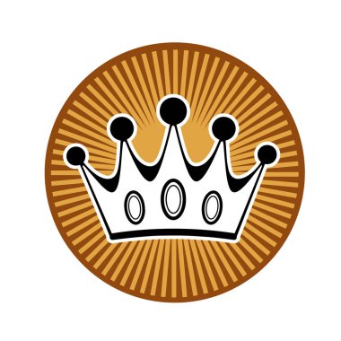 Şatafatlı Kraliyet Prestij ve Zarif Vektör İllüstrasyonu Sembolü. Zafer ödülü, Crown Siyah ve Beyaz Düz Simge. Kraliyet Başarı Asgari Vektör Tasarımı.
