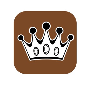 Tek renkli Royal Crown Düz Vektör Simgesi. Siyah ve Beyaz Kral Crown Illustration. Minimalist Taç Sembol Vektör Tasarımı