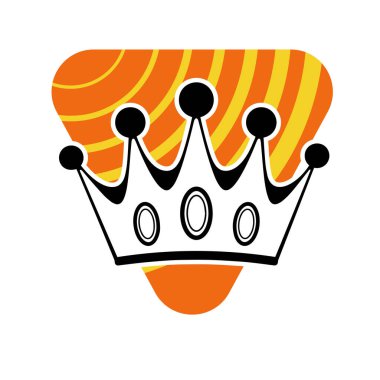 Tek renkli Royal Crown Düz Vektör Simgesi. Siyah ve Beyaz Kral Crown Illustration. Minimalist Taç Sembol Vektör Tasarımı