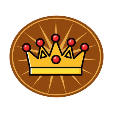 Altın Taç Simgesi Düz Vektör İllüstrasyonu. Royal Crown Düz Tasarım Vektörü İllüstrasyonu. Altın Kral Karikatür Biçimi Simgesi