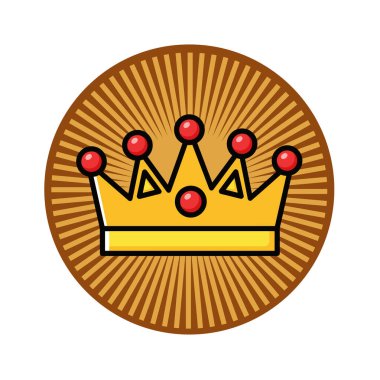 Altın Taç Simgesi Düz Vektör İllüstrasyonu. Royal Crown Düz Tasarım Vektörü İllüstrasyonu. Altın Kral Karikatür Biçimi Simgesi