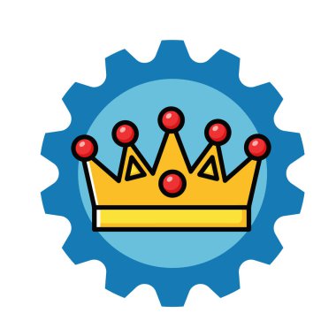 Altın Taç Simgesi Düz Vektör İllüstrasyonu. Royal Crown Düz Tasarım Vektörü İllüstrasyonu. Altın Kral Karikatür Biçimi Simgesi