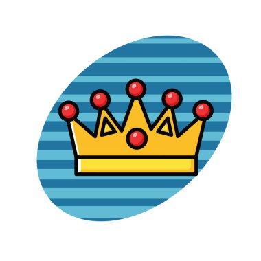 Altın Taç Simgesi Düz Vektör İllüstrasyonu. Royal Crown Düz Tasarım Vektörü İllüstrasyonu. Altın Kral Karikatür Biçimi Simgesi