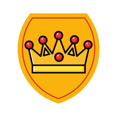 Altın Taç Simgesi Düz Vektör İllüstrasyonu. Royal Crown Düz Tasarım Vektörü İllüstrasyonu. Altın Kral Karikatür Biçimi Simgesi